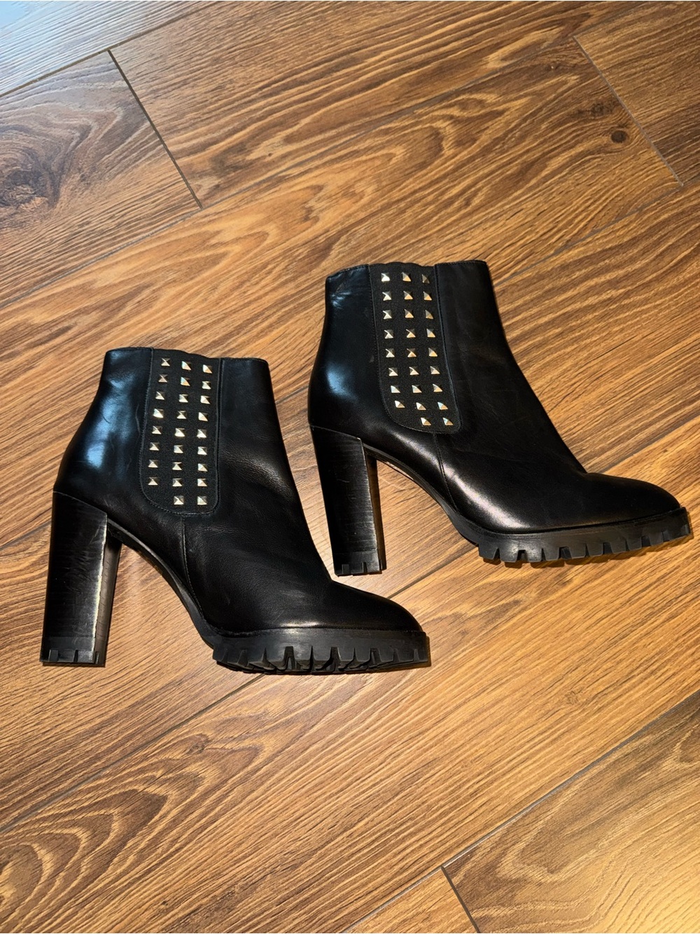 The Kooples Black Studded Block-Heel Ankle Boots